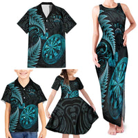 Personalised New Zealand Darts Family Matching Tank Maxi Dress and Hawaiian Shirt Happiness Is A Tight Threesome Maori Paua Shell LT14 - Polynesian Pride