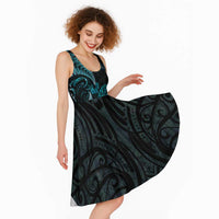 Personalised New Zealand Darts Midi Dress Happiness Is A Tight Threesome Maori Paua Shell LT14 - Polynesian Pride