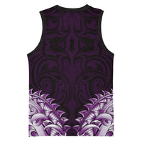 New Zealand Ta Moko Basketball Jersey Aotearoa Maori Chest Tattoo Purple