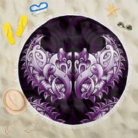New Zealand Ta Moko Beach Blanket Aotearoa Maori Chest Tattoo Purple
