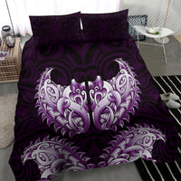 New Zealand Ta Moko Bedding Set Aotearoa Maori Chest Tattoo Purple