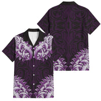 New Zealand Ta Moko Family Matching Puletasi and Hawaiian Shirt Aotearoa Maori Chest Tattoo Purple