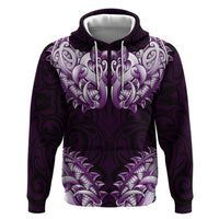 New Zealand Ta Moko Hoodie Aotearoa Maori Chest Tattoo Purple
