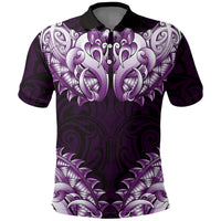New Zealand Ta Moko Polo Shirt Aotearoa Maori Chest Tattoo Purple LT14 Purple - Polynesian Pride
