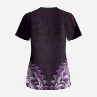 New Zealand Ta Moko Scrub Top Aotearoa Maori Chest Tattoo Purple