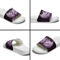 New Zealand Ta Moko Slide Sandals Aotearoa Maori Chest Tattoo Purple