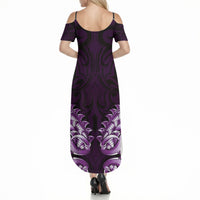 New Zealand Ta Moko Summer Maxi Dress Aotearoa Maori Chest Tattoo Purple LT14 - Polynesian Pride