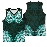 New Zealand Ta Moko Basketball Jersey Aotearoa Maori Chest Tattoo Turquoise