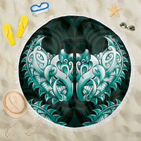 New Zealand Ta Moko Beach Blanket Aotearoa Maori Chest Tattoo Turquoise