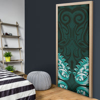 New Zealand Ta Moko Door Cover Aotearoa Maori Chest Tattoo Turquoise