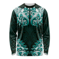New Zealand Ta Moko Long Sleeve Shirt Aotearoa Maori Chest Tattoo Turquoise