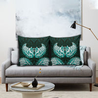 New Zealand Ta Moko Pillow Cover Aotearoa Maori Chest Tattoo Turquoise