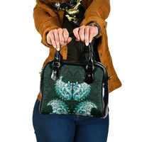 New Zealand Ta Moko Shoulder Handbag Aotearoa Maori Chest Tattoo Turquoise