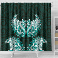 New Zealand Ta Moko Shower Curtain Aotearoa Maori Chest Tattoo Turquoise