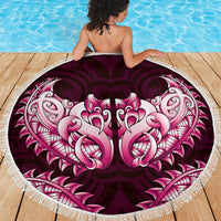 New Zealand Ta Moko Beach Blanket Aotearoa Maori Chest Tattoo Pink