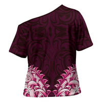 New Zealand Ta Moko Cross Shoulder Shirt Aotearoa Maori Chest Tattoo Pink