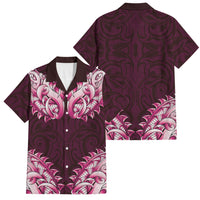New Zealand Ta Moko Family Matching Off The Shoulder Long Sleeve Dress and Hawaiian Shirt Aotearoa Maori Chest Tattoo Pink