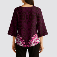 New Zealand Ta Moko Kimono Sleeve Blouse Aotearoa Maori Chest Tattoo Pink
