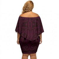 New Zealand Ta Moko Off Shoulder Short Dress Aotearoa Maori Chest Tattoo Pink LT14 - Polynesian Pride