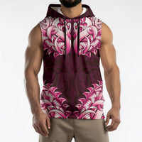 New Zealand Ta Moko Sleeveless Hoodie Aotearoa Maori Chest Tattoo Pink