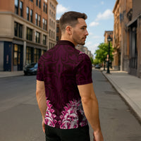 New Zealand Ta Moko Zipper Polo Shirt Aotearoa Maori Chest Tattoo Pink LT14 - Polynesian Pride