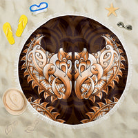 New Zealand Ta Moko Beach Blanket Aotearoa Maori Chest Tattoo Orange