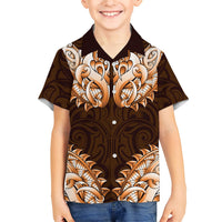 New Zealand Ta Moko Kid Hawaiian Shirt Aotearoa Maori Chest Tattoo Orange LT14 Kid Orange - Polynesian Pride