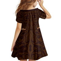 New Zealand Ta Moko Kid Short Sleeve Dress Aotearoa Maori Chest Tattoo Orange LT14 - Polynesian Pride