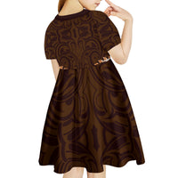 New Zealand Ta Moko Kid Short Sleeve Dress Aotearoa Maori Chest Tattoo Orange LT14 - Polynesian Pride
