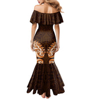New Zealand Ta Moko Mermaid Dress Aotearoa Maori Chest Tattoo Orange LT14 - Polynesian Pride