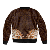 New Zealand Ta Moko Sleeve Zip Bomber Jacket Aotearoa Maori Chest Tattoo Orange