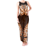 New Zealand Ta Moko Tank Maxi Dress Aotearoa Maori Chest Tattoo Orange LT14 Women Orange - Polynesian Pride