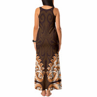 New Zealand Ta Moko Tank Maxi Dress Aotearoa Maori Chest Tattoo Orange LT14 - Polynesian Pride