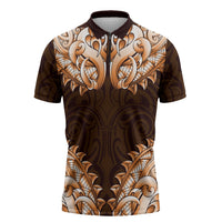 New Zealand Ta Moko Zipper Polo Shirt Aotearoa Maori Chest Tattoo Orange LT14 Orange - Polynesian Pride