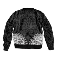 New Zealand Ta Moko Bomber Jacket Aotearoa Maori Chest Tattoo Black