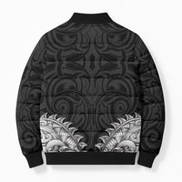 New Zealand Ta Moko Bomber Puffer Jacket Aotearoa Maori Chest Tattoo Black