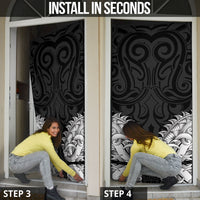 New Zealand Ta Moko Door Cover Aotearoa Maori Chest Tattoo Black