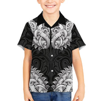 New Zealand Ta Moko Kid Hawaiian Shirt Aotearoa Maori Chest Tattoo Black LT14 Kid Black - Polynesian Pride