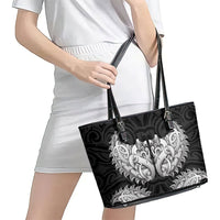 New Zealand Ta Moko Leather Tote Bag Aotearoa Maori Chest Tattoo Black
