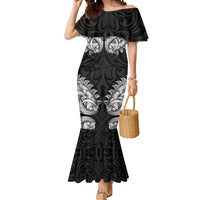 New Zealand Ta Moko Mermaid Dress Aotearoa Maori Chest Tattoo Black LT14 Women Black - Polynesian Pride