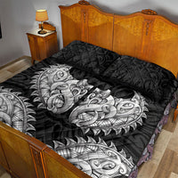 New Zealand Ta Moko Quilt Bed Set Aotearoa Maori Chest Tattoo Black
