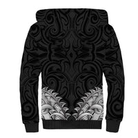 New Zealand Ta Moko Sherpa Hoodie Aotearoa Maori Chest Tattoo Black