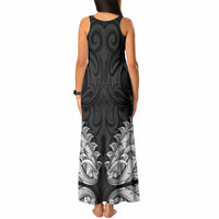 New Zealand Ta Moko Tank Maxi Dress Aotearoa Maori Chest Tattoo Black LT14 - Polynesian Pride