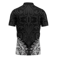 New Zealand Ta Moko Zipper Polo Shirt Aotearoa Maori Chest Tattoo Black LT14 - Polynesian Pride