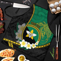 Personalised PNG Enga Provins Apron Papua New Guinea Plumeria Melanesian Pattern LT14 Black - Polynesian Pride