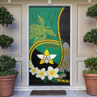 Personalised PNG Enga Provins Door Cover Papua New Guinea Plumeria Melanesian Pattern LT14 Black - Polynesian Pride