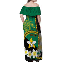 Personalised PNG Enga Provins Family Matching Off Shoulder Maxi Dress and Hawaiian Shirt Papua New Guinea Plumeria Melanesian Pattern LT14 - Polynesian Pride