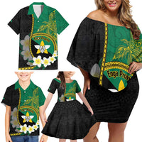 Personalised PNG Enga Provins Family Matching Off Shoulder Short Dress and Hawaiian Shirt Papua New Guinea Plumeria Melanesian Pattern LT14 - Polynesian Pride