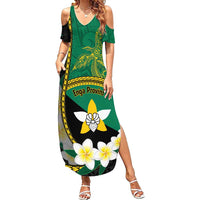 Personalised PNG Enga Provins Family Matching Summer Maxi Dress and Hawaiian Shirt Papua New Guinea Plumeria Melanesian Pattern LT14 Mom's Dress Black - Polynesian Pride