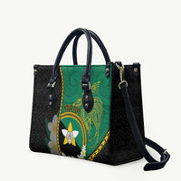 Personalised PNG Enga Provins Leather Bag Papua New Guinea Plumeria Melanesian Pattern - Polynesian Pride